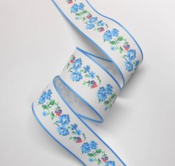 画像1: 白地に水色お花サイドブルー