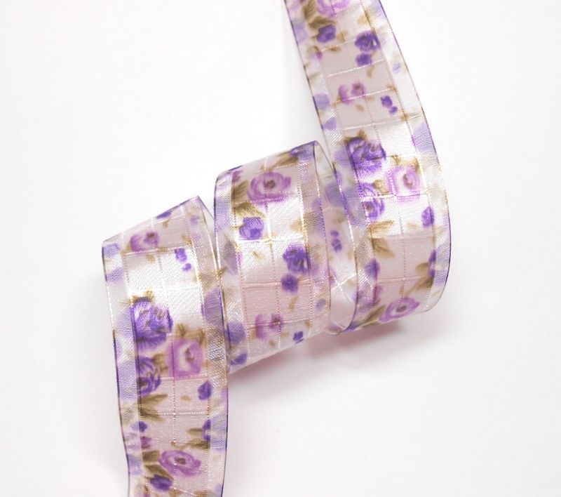 画像1: 25mm紫系バラのオーガンジー